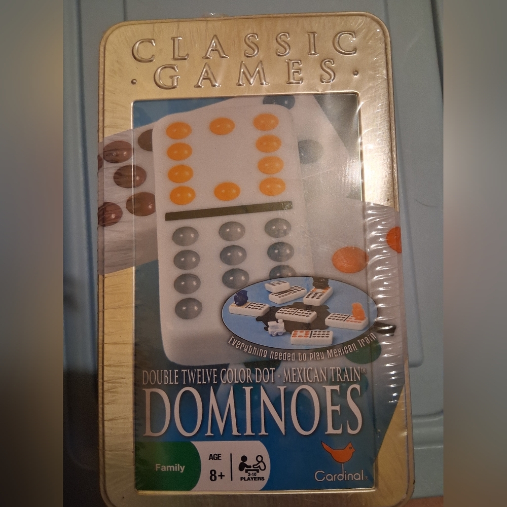 Double Twelve Color Dot Dominoes - Blue and White